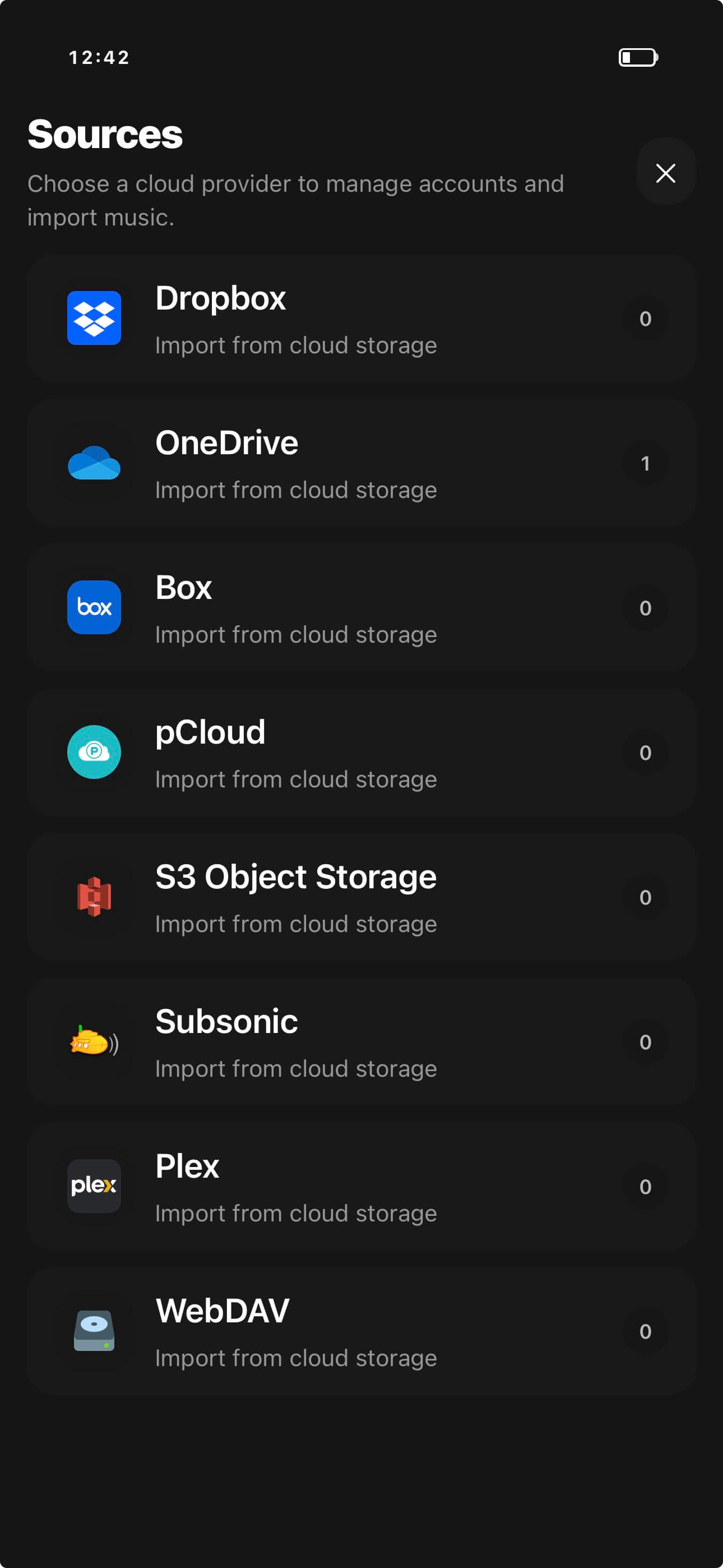 Cloud import accounts and provider browser
